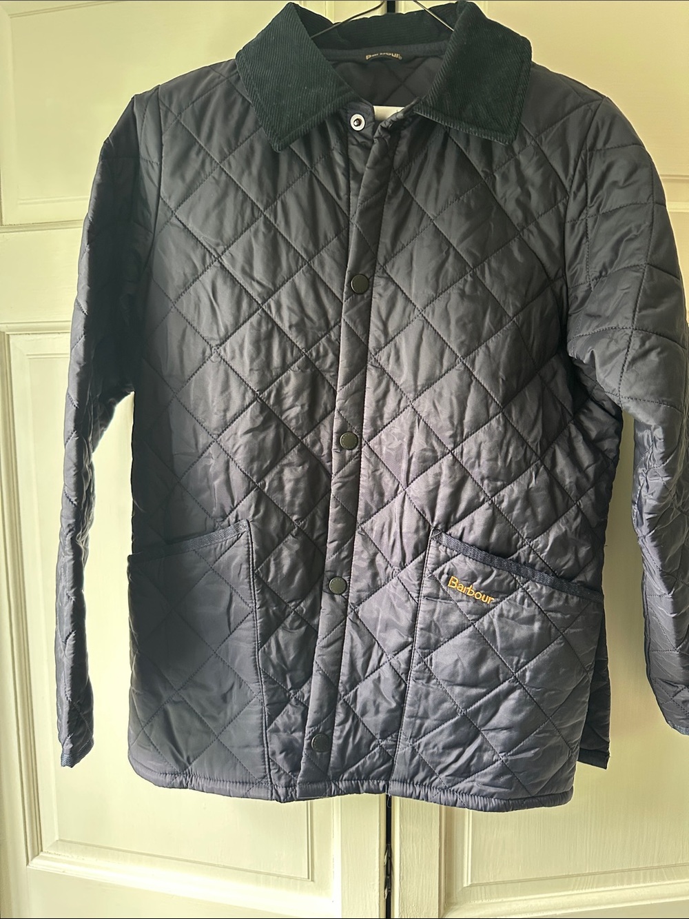 Barbour Kids Navy Quilted Lightweight Jacket with Dark Cord Collar